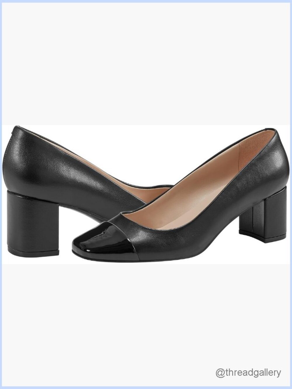 Classic Spectator Block Heel Pump with Almond Toe